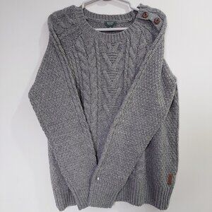 Roots Canada Melange Charcoal Gray Chunky Wool Blended  Sweater L
